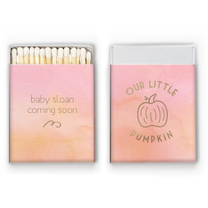 Our custom Watercolor Rose Classic Matchbox with Shiny Turquoise Foil has a Pumpkin graphic and is good for use in Thanksgiving, Halloween themed parties and can be customized to complement every last detail of your party.