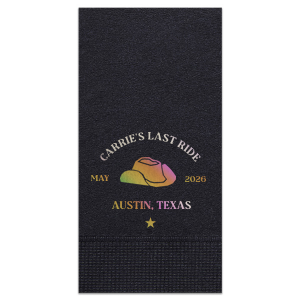 Be prepared for one last ride with the Last Ride Napkin. The customizable design is available in a wide variety of colors and styles to match your party's vibes. Perfect for bridal showers, bachelorette parties or birthdays!