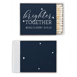Personalized Linen Denim Classic Matchbox with Shiny 18 Kt Gold Foil has a Sparklesgraphic and a Aztec Pattern graphic and is good for use in Wedding, Engagement and Sparkly themed parties and can be personalized to match your party's exact theme and tempo.
