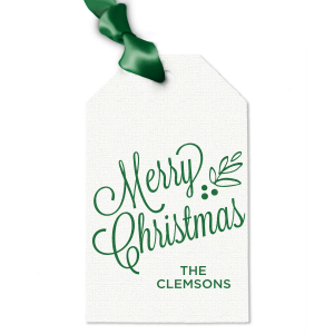 Celebrate the season with our foil printed custom gift tags. The Whimsical Merry Christmas Tag adds a festive flair to you gift wrapping. Personalize your Christmas gift tags today!