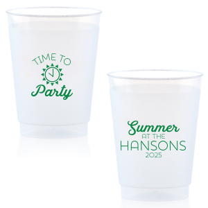 Our personalized Frost Flex Cup with Matte Key Lime Ink Cup Ink Colors has a Sun  graphic and is good for use in Beach, Pool and Nautical themed parties and will make your guests swoon. Personalize your party's theme today.
