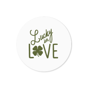 The ever-popular White Small Round Label with Matte Army Green Ink Label Print Colors has a Lucky In Love graphic and is good for use in Words, Wedding themed parties and will add that special attention to detail that cannot be overlooked.