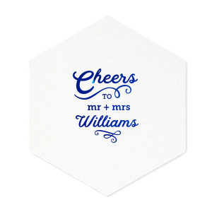 Personalized White Square Coaster with Shiny 18 Kt Gold Foil will make your guests swoon. Personalize your party's theme today.