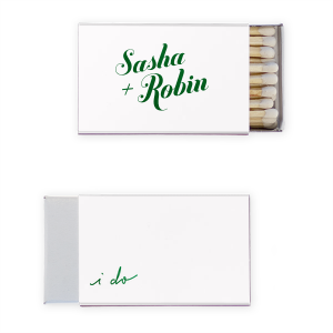 Embrace romance with the Sweet I Do Swirl Names Wedding Matchbox. Front and center, the couple’s names dance in a playful, bold script, radiating love and joy. In delightful contrast, the back whispers "I do" in a tender, whimsical lowercase script, adding a heartwarming, playful touch to this charming design.