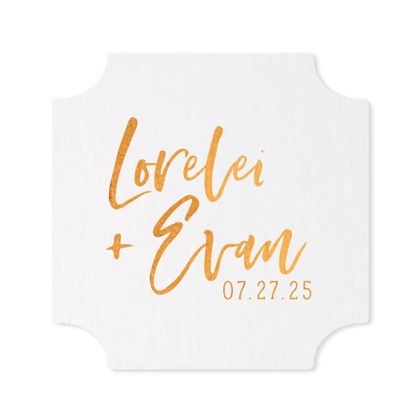 ForYourParty's chic Eggshell Square Coaster with Shiny Leaf Foil will make your guests swoon. Personalize your party's theme today.
