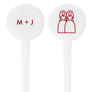 ForYourParty's personalized Matte Lipstick Red Rectangle Stir Stick with Matte Lipstick Red Foil has a Wedding Couple 2 graphic and is good for use in Wedding, Pairs themed parties and are a must-have for your next event—whatever the celebration!