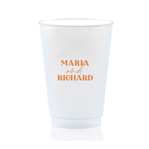 The Pasta Party Names Cup brings a personalized and memorable touch to your next event. The modern and funky font helps nail an eclectic style. This custom cup is ideal for celebrating your wedding or rehearsal dinner. 
