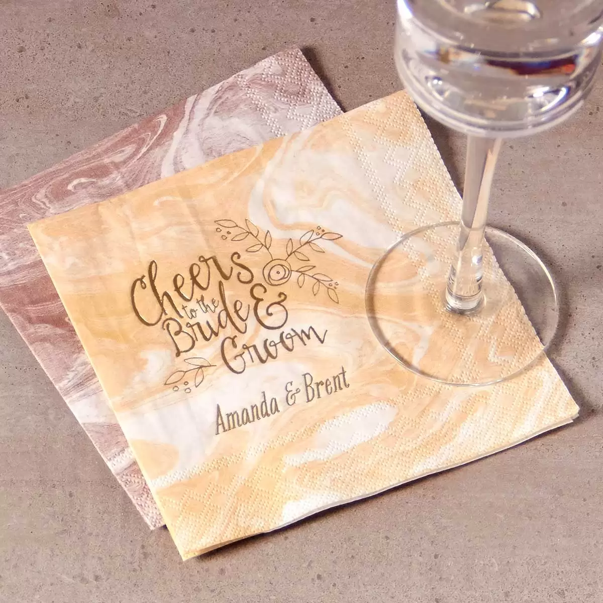 personalized marble cocktail napkins