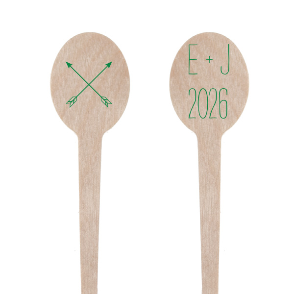 Blend your drinks with symbolism using the Arrow Monogram Stir Stick, where crossed arrows celebrate paths united. The couple's initials and event year on the flip side add a personalized mark to this emblem of conjoined destinies and shared hearts.