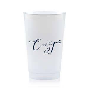 Elevate your celebration with the Elegant Initials Frosted Cup, a symbol of understated sophistication. Its translucent finish exudes elegance, while the couple's initials embody simplicity and refinement. Ideal for couples seeking a minimalist yet graceful touch for their special event.