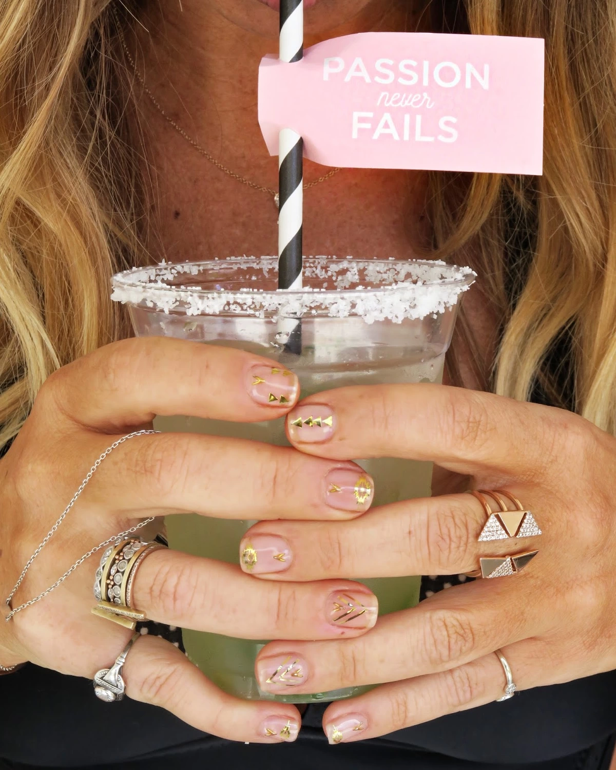 personalized straw flags with poolside margaritas