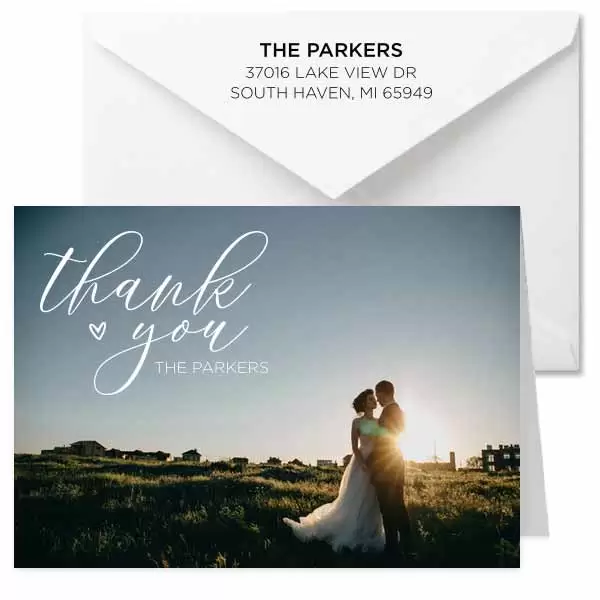 Create full-color photo note cards for your engagement and wedding thank you notes!