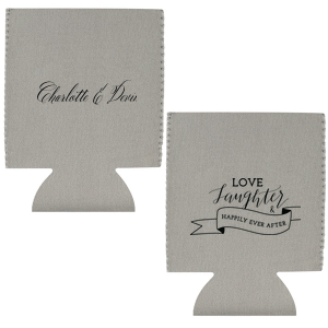 ForYourParty's chic Navy Flat Can Cooler with Copper Ink Cup Ink Colors has a Love Laughter Banner graphic and is good for use in Words, Wedding, Bridal Shower themed parties and will impress guests like no other. Make this party unforgettable.