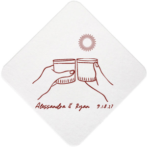 Set the mood just right at your next summertime party with the Southwest Cheers Coaster. The sleek design comes in your choice of style and color paired alongside customizable text that gives your special occasion a personalized touch. Perfect for summer weddings, engagements or home entertainment!