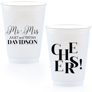 ForYourParty's elegant 14 oz Frost Flex Cup with Matte Black Ink Cup Ink Colors can be personalized to match your party's exact theme and tempo.