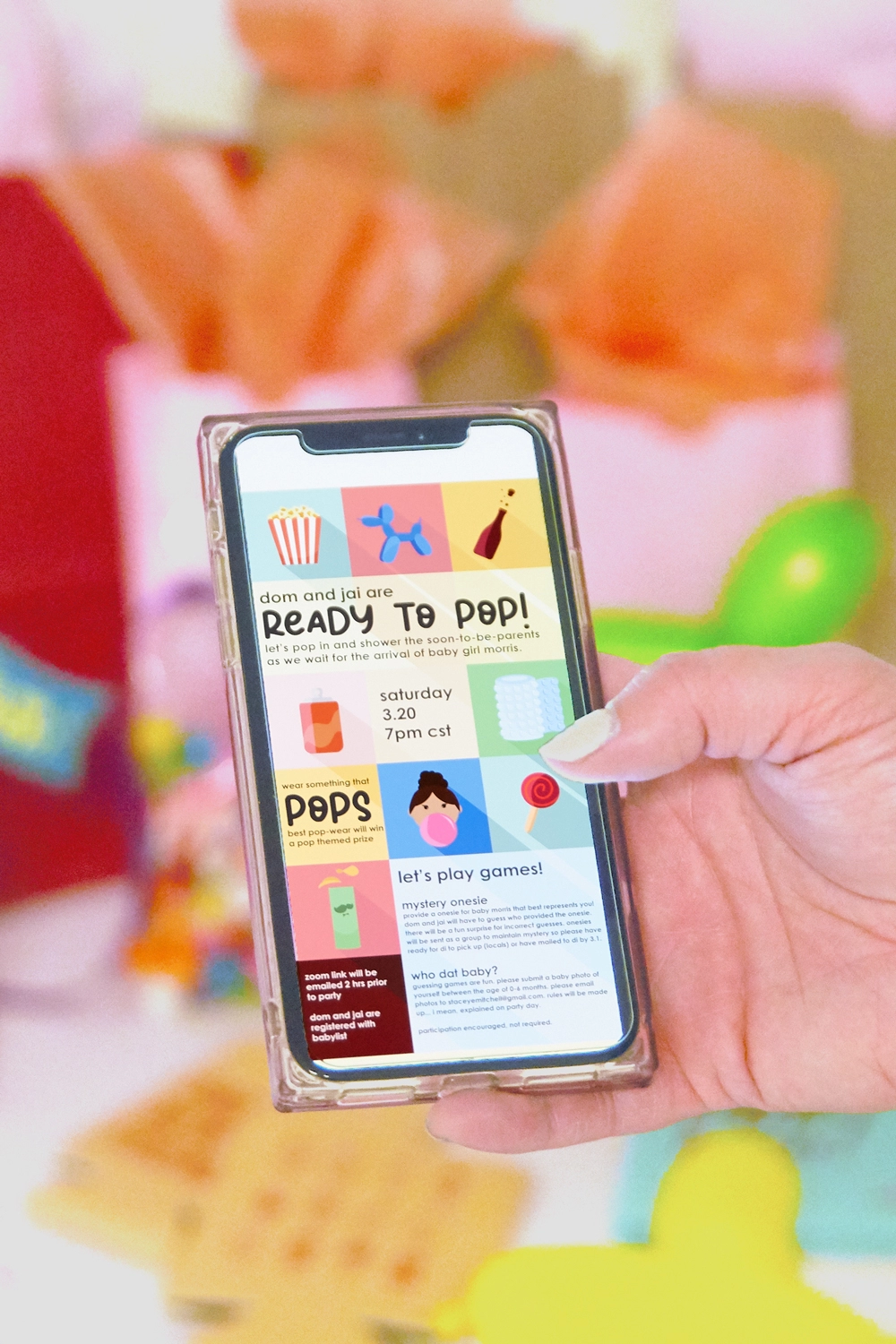 Fab Pop art inspired digital baby shower invitation