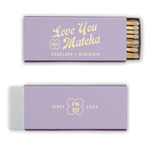 If you are looking fro an adorable wedding or engagement accessory, this is for you! Personalize this Love you so Matcha matchbox with the name of the couple to be and the date. 