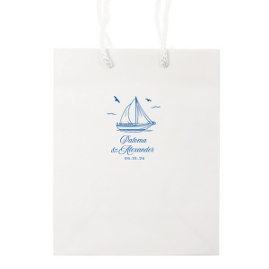 The Sailboat Nautical Nuptial Gift Bag is a great party addition to put the wind in your sails. The bespoke design is perfect for maritime or coastal themed events, making a precious keepsake from guests to remember the good times had. Customize the text to convey your own unique message!