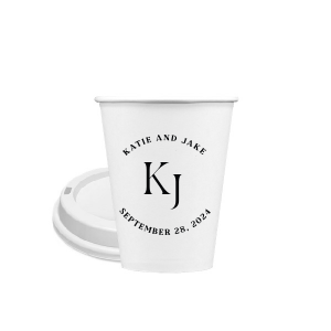 Embrace the essence of matrimonial elegance with the Nuptial Arch Initials Cup, featuring the couple's names and wedding date in a minimal and pristine design, arched gracefully over their shared initials. Cheers to this chic wedding day decor.