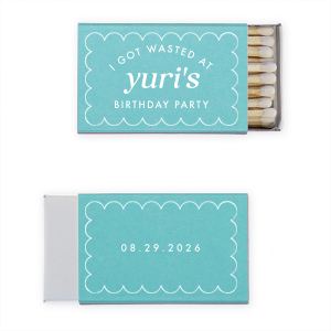 If you're looking for a unique birthday party favor, look no further! This scallop birthday match features a modern and minimal scallop frame. You can personalize this with the date of your event and the name of the birthday person. 