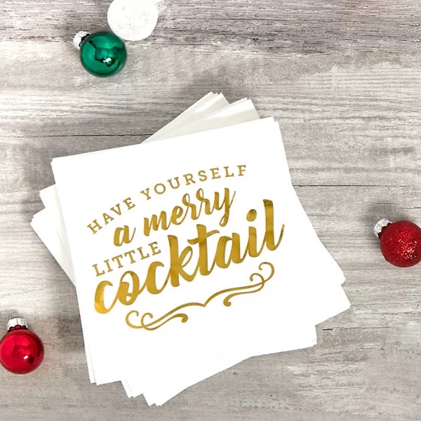 merry little cocktail party napkin