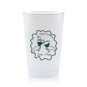 Celebrate one of a kind memories with the Olive Another Cheers Cup! The cheeky yet trendy design features a hand-drawn pair of cheersing glasses within a ribbon frame. Customize the design with your choice of text and foil stamp colors to best match your taste.