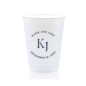 Embrace the essence of matrimonial elegance with the Nuptial Arch Initials Cup, featuring the couple's names and wedding date in a minimal and pristine design, arched gracefully over their shared initials. Cheers to this chic wedding day decor.