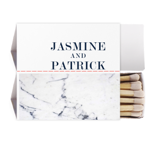 Our custom White Classic Custom Photo Matchbox with Matte Navy Ink Digital Print Colors and Matte Slate Gray Ink Digital Print Colors can be customized to complement every last detail of your party.