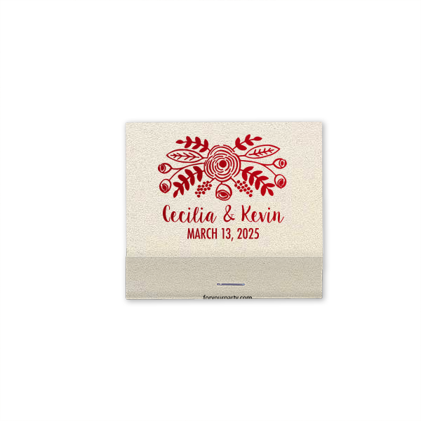 Spark vintage charm at your wedding with the Bold Floral Bouquet Match, boasting a peony-led floral array. Scripted couple's names and date beneath this botanical art add a timeless flourish to your day of timeless love.