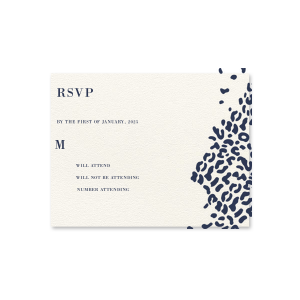 Custom Linen Denim Foil Stamped RSVP Card with Shiny Sterling Silver Foil will give your party the personalized touch every host desires.