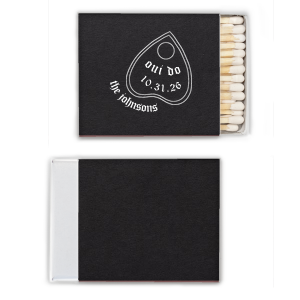 Rouse the spirits at your Halloween event or seasonal wedding with the Oui Do Match. Fully customizable with dates and text alongside a simple ouija planchette, they are sure to leave a haunting impression on your guests!