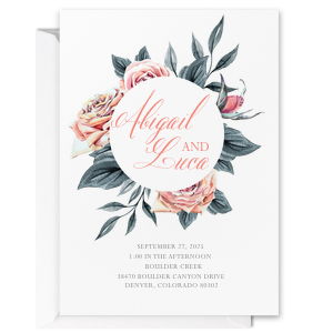 Personalized Full Color with Foil Invitation with Matte Slate Digital Text Ink Colors, Full Color Digital Unique Art and Shiny Rose Gold Foil accents couldn't be more perfect. These invites are printed on a Smooth Natural White 115 lb. paper stock. It's time to show off your impeccable taste.