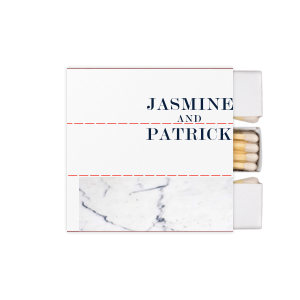 Our custom White Classic Custom Photo Matchbox with Matte Navy Ink Digital Print Colors and Matte Slate Gray Ink Digital Print Colors can be customized to complement every last detail of your party.
