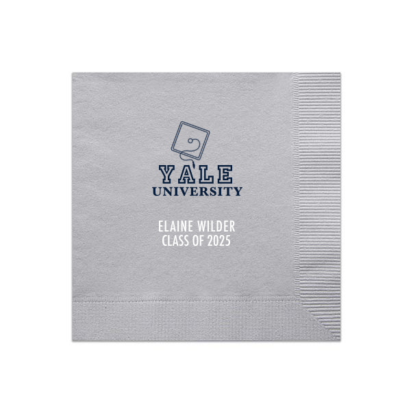The ever-popular Stone Gray Cocktail Napkins - 2 Color with Matte Navy Foil and Matte White Foil has a Grad Cap Frame graphic and is good for use in Graduation, Frames themed parties and couldn't be more perfect. It's time to show off your impeccable taste.