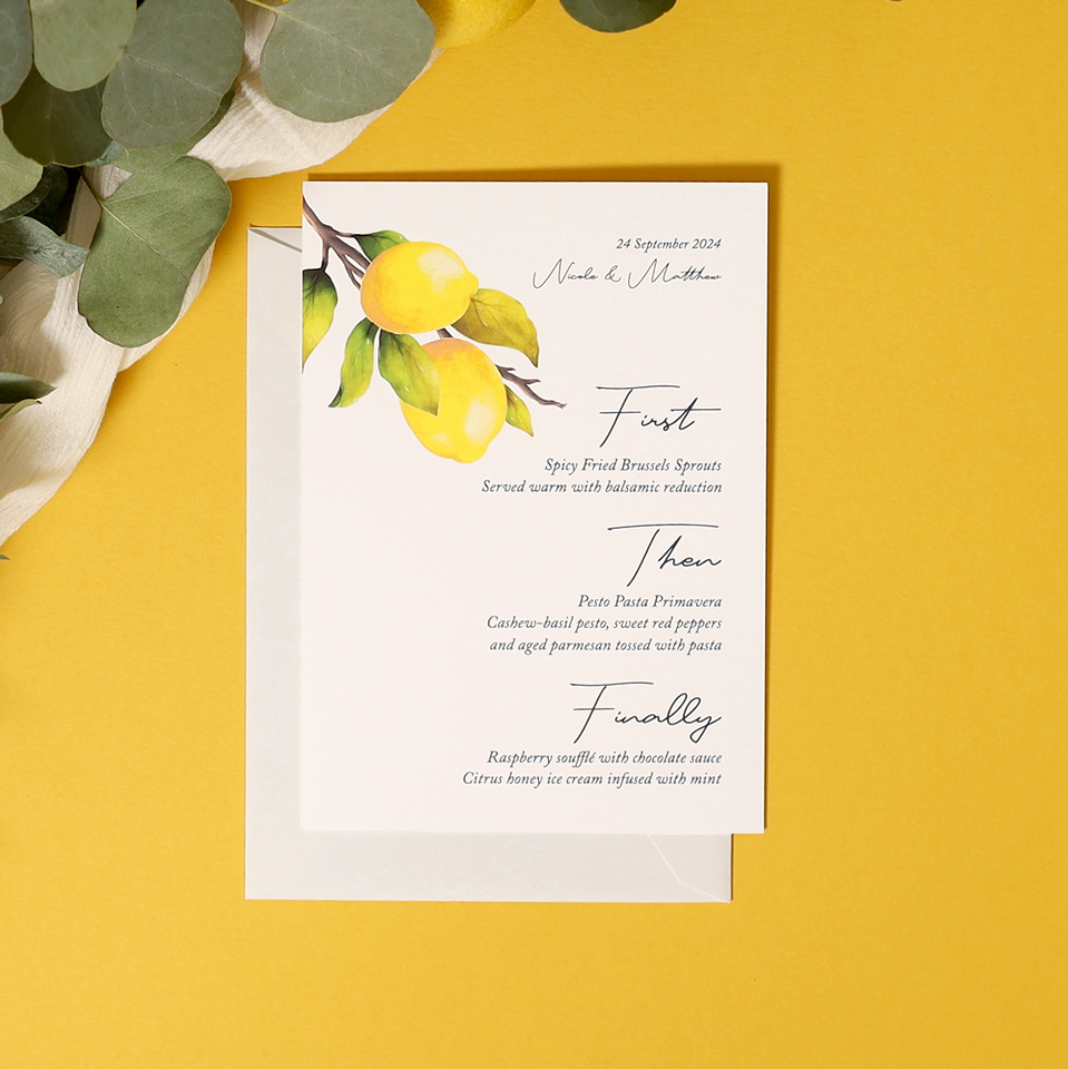 Classic Italian Wedding Lemon Menu