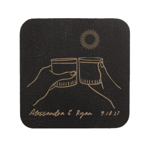 Set the mood just right at your next summertime party with the Southwest Cheers Coaster. The sleek design comes in your choice of style and color paired alongside customizable text that gives your special occasion a personalized touch. Perfect for summer weddings, engagements or home entertainment!
