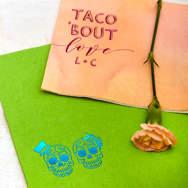 taco bout love wedding cocktail napkin