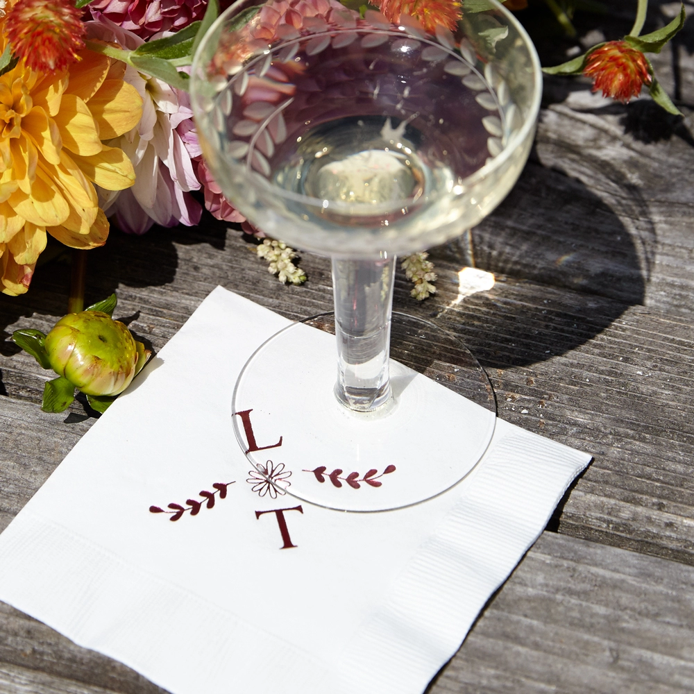 personalized 2 initial branch cocktail napkins