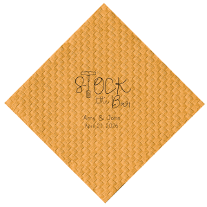 Get ready to raise a glass with the Stock the Bar Napkin! The corkscrew and cork cleverly transform into the "T" of Stock, embodying bar-side sophistication. Perfect for turning any gathering into a spirited celebration. Personalize it to make the perfect match for your soiree. Cheers to tipping the top shelf!