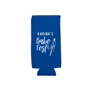 Our custom Powder Blue Flat Can Cooler with Matte White Ink has a Feather graphic and is good for use in Accents, Trendy, Southwestern themed parties and will impress guests like no other. Make this party unforgettable.
