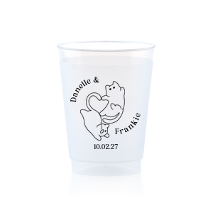 Unite in love with the Cat Tails of Love Wedding Cup, where two cats entwine tails to form a heart. Arched around the design you can customize with the couple's names and below the date of your union.