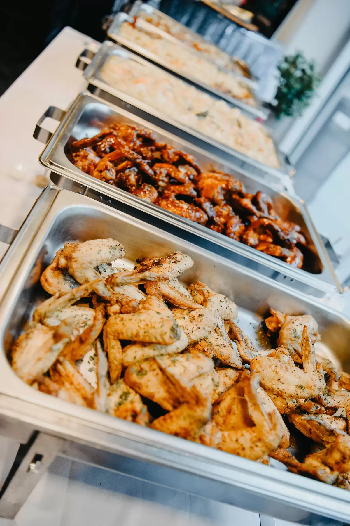 food spread at elegant shimmer and ombre party