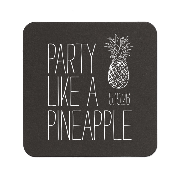 ForYourParty's elegant White Square Coaster with Matte Royal Blue Foil has a Pineapple graphic and is good for use in Food themed parties and will look fabulous with your unique touch. Your guests will agree!