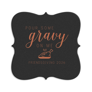 ForYourParty's chic Kraft with Blush back Nouveau Coaster with Satin Copper Penny Foil Color has a Plated Turkey graphic and is good for use in Food, Thanksgiving themed parties and will impress guests like no other. Make this party unforgettable.