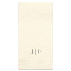 Find beauty in the simplicity of the Embossed Initials Napkin. The increasingly popular embossed style is perfect for leaving a lasting impression on guests. Available in a variety of sizes, styles and colors, the design suitable for nearly any function, from engagement events to office parties. 
