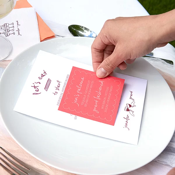 Kitschy Cocktial Hour Whimsical Wedding Menu