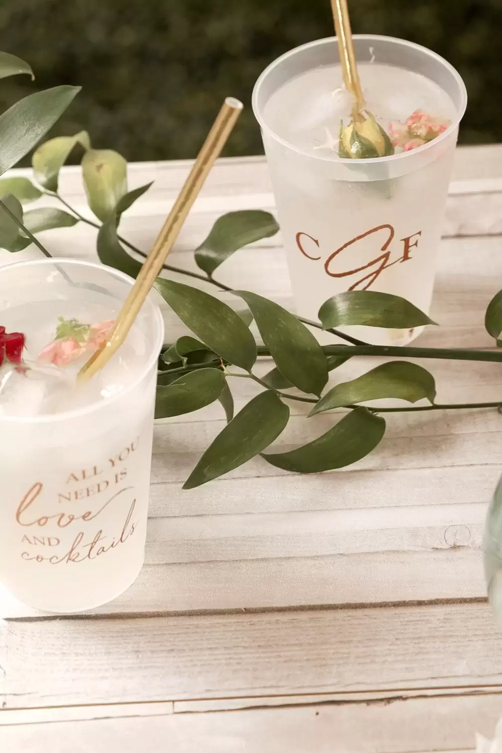 custom designed cups for mixed metal wedding