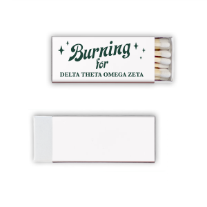 Spark up your Greek Week with our chic, custom 30-strike matchboxes! Personalize them with your sorority or fraternity name in elegant fonts. Perfect for rush events, sorority giveaways, or toga parties. Light up candles or set a bonfire blazing, all while flaunting your Greek allegiance. A memorable, functional keepsake that's sure to impress!