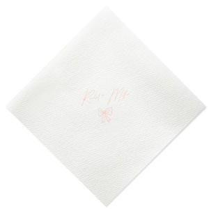 Infuse your wedding with a touch of rustic charm with the Rustic Bow Matrimony Napkin, customizable with the couple's names. The hand-drawn bow graphic adds a quaint and heartfelt detail to your nuptial celebrations.