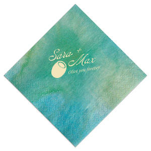 For your once in a life time special event you can't go wrong with the Olive You Forever Napkin. Cheekily express your devotion to one another with the trendy design in your choice of colors and styles.